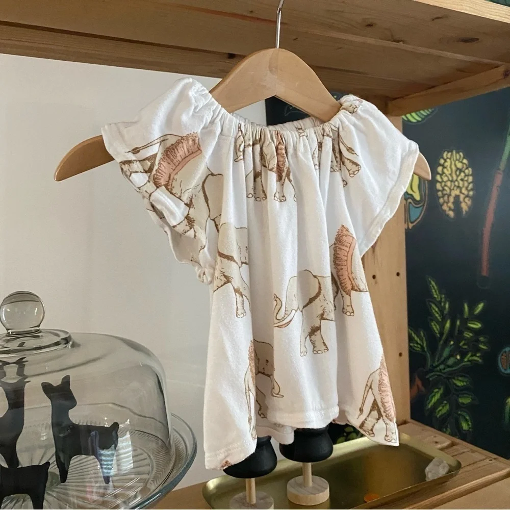 Milkbarn Elephant Tutus Organic Bamboo Top 3-6 months